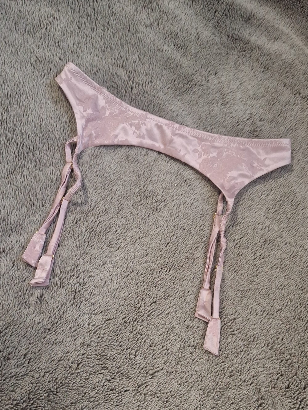 Victoria's Secret Pink Satin & Flowers Garter Belt